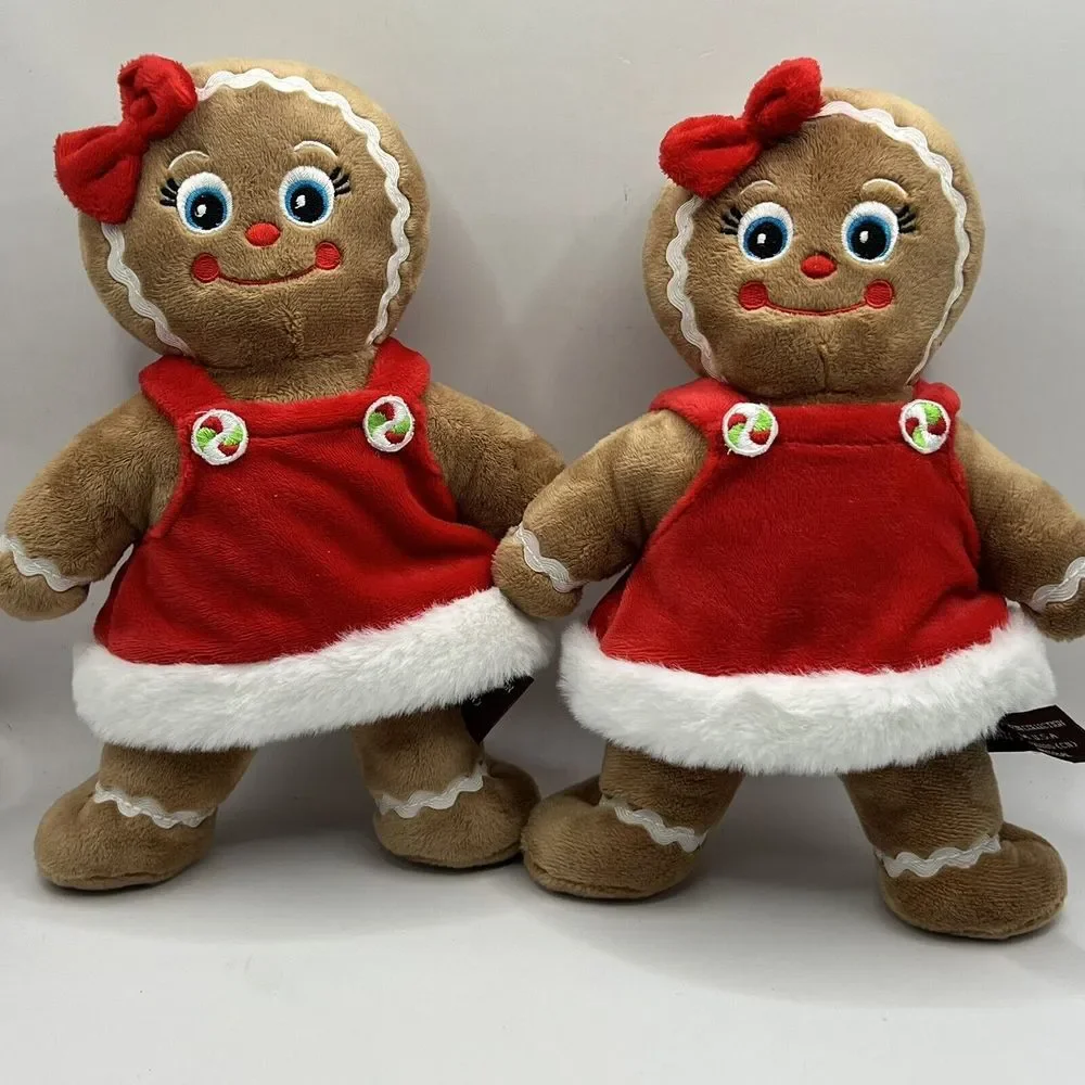 TWO Holly Ginger Gingerbread‎ Plush, 10 Inch, Gingerbread Doll Christmas Plush